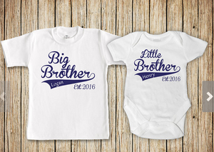 Personalized Big/Little Brother 100% cotton tee and bodysuit