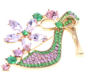 CRYSTAL HIGH HEEL SHOE BROOCH